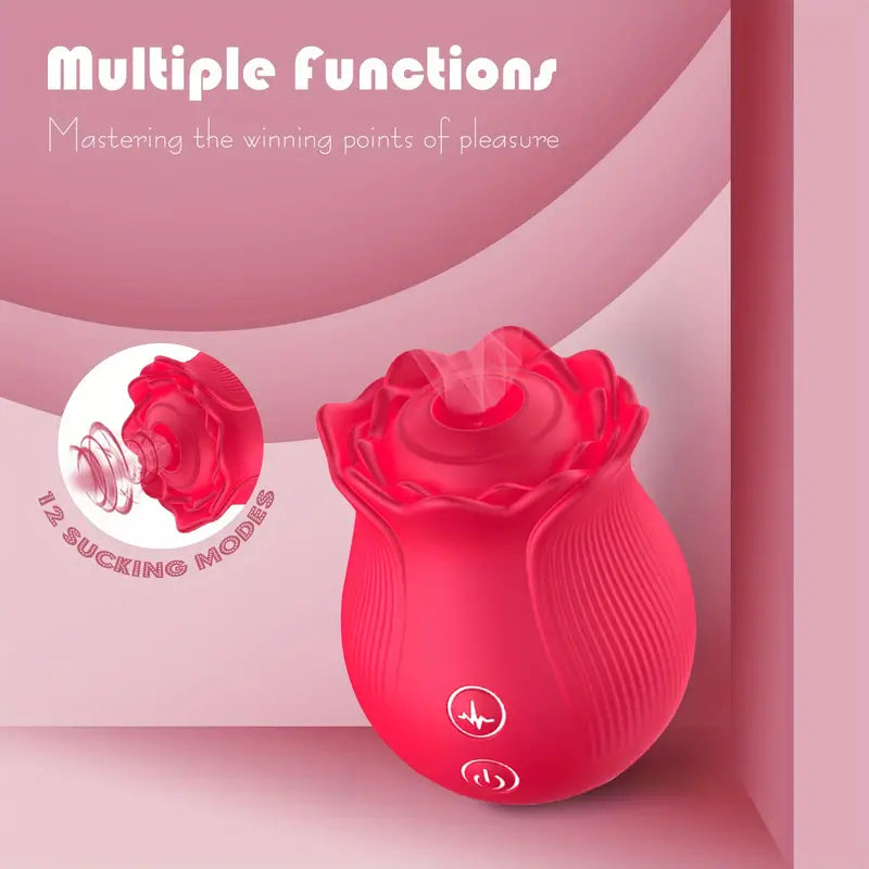 12 Frequency Sucking Vibrating Rose Sex Toy For Clit G-spot Anal Stimulation - The Rose Toys
