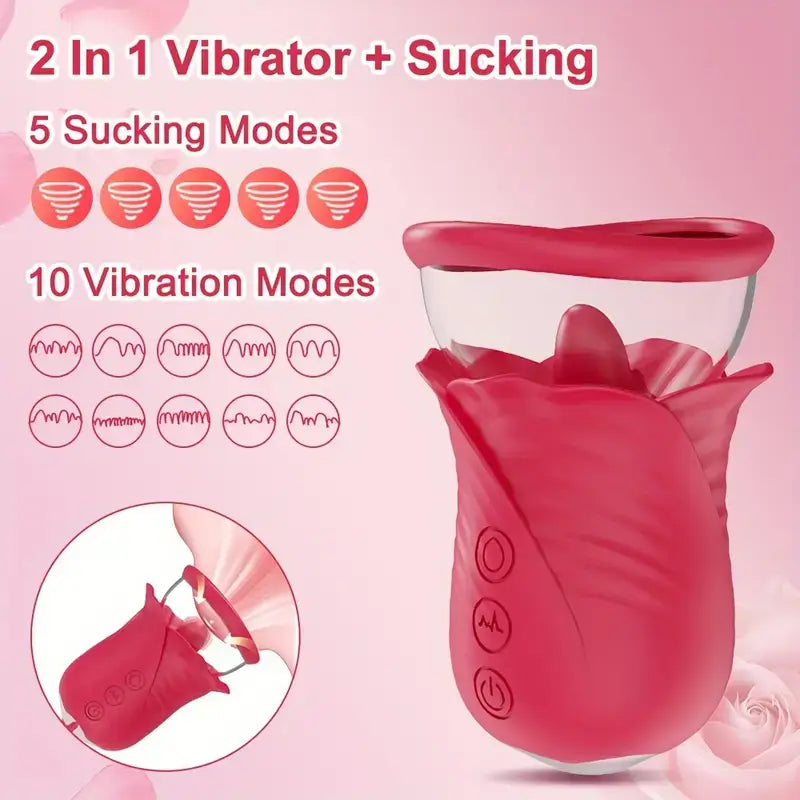 Sucking Licking Rose Sex Toy Vibrator For Nipple Clitoral Stimulator - The Rose Toys