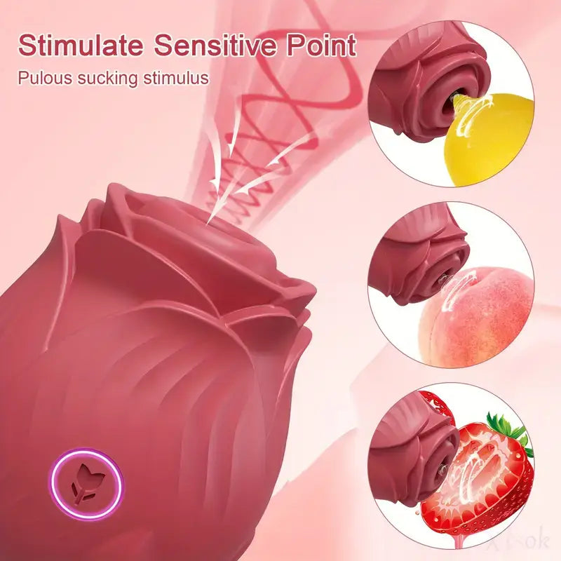 Sucking Rose Vibrator For Clitoral Nipple Stimulator With 10 Modes Sex Toy - The Rose Toys
