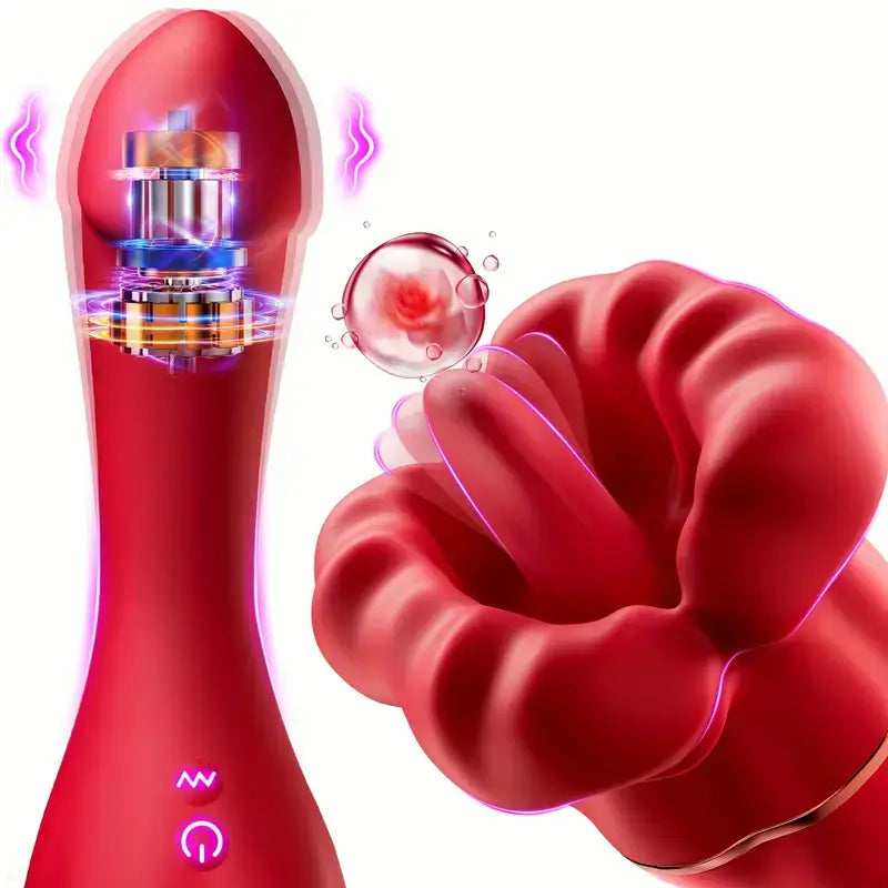 Premium Silicone Tongue Licking Rose Sex Toy For Clitoris G Spot Stimulation - The Rose Toys