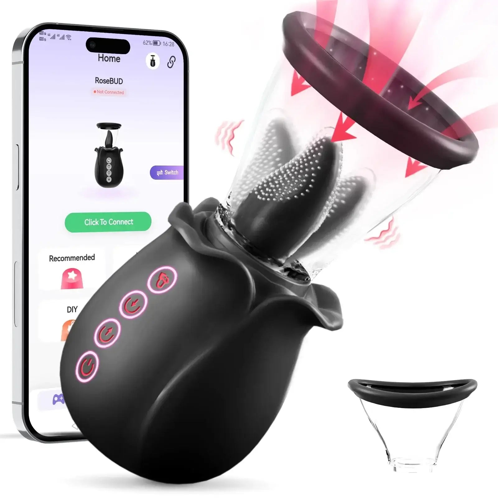 7 Sucking Licking APP Control Rose Toy Vibrator For Nipple Stimulation - The Rose Toys