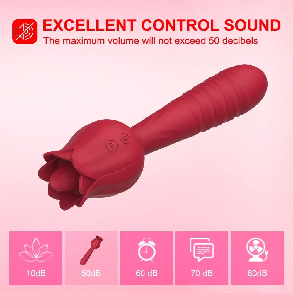 Tongue Licking Rose Thrusting Dildo Vibrator For Women G Spot Clitoris - The Rose Toys