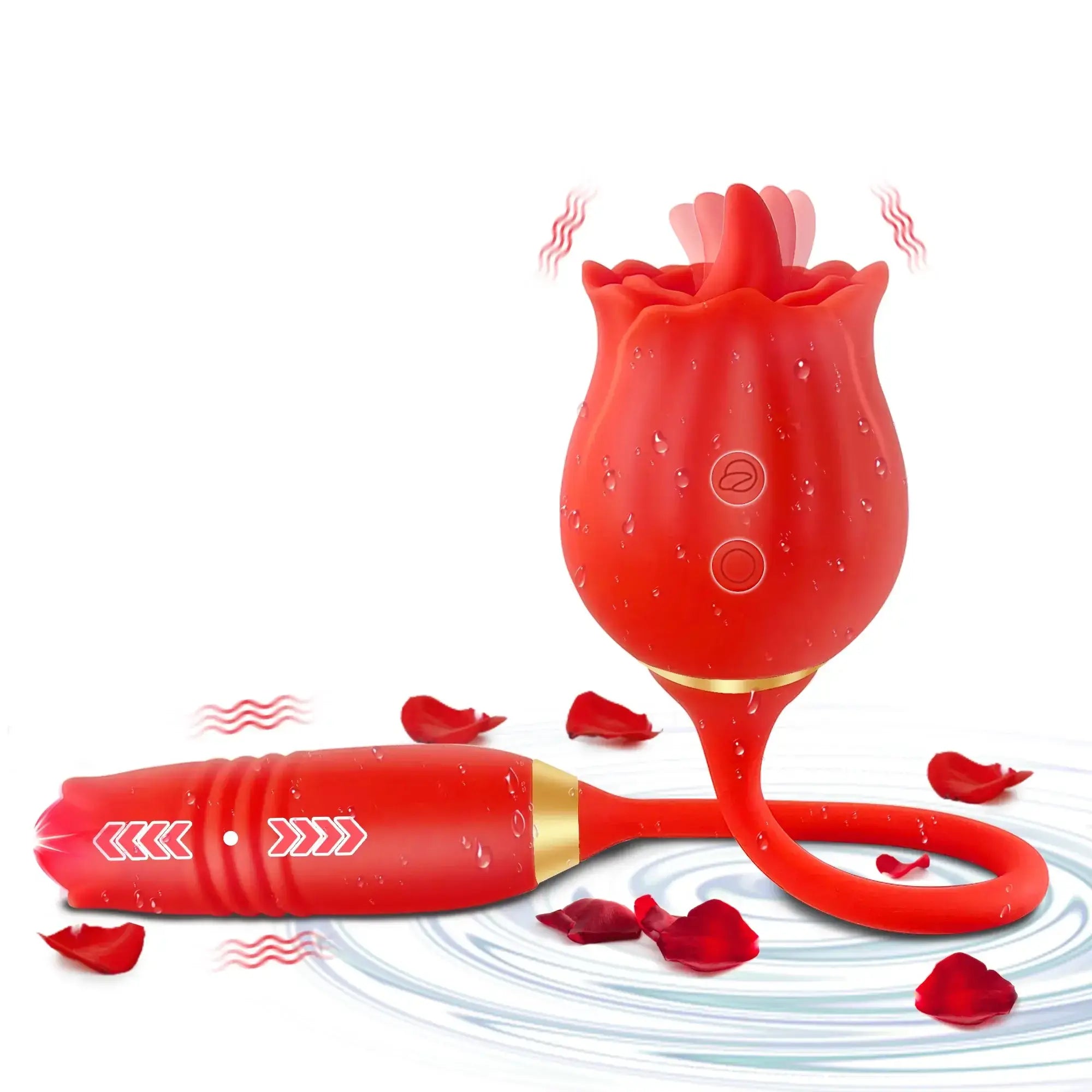 3in1 Tongue Licking Vibrating Thrusting Rose Sex Toy For Clitoral Stimulator - The Rose Toys