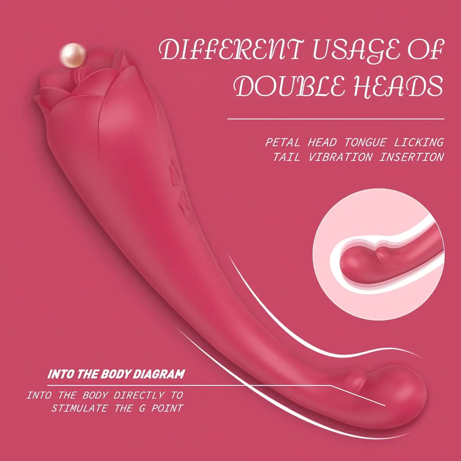 Dual Ends 3in1 Tongue Licking Vibrating Rose Sex Toy For Clitoral Stimulator - The Rose Toys