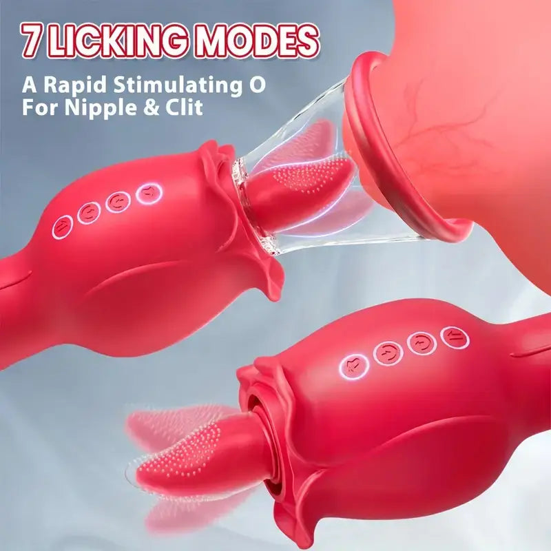Licking Sucking Venting Modes Rose Dildo Vibrator For Women Couples - The Rose Toys