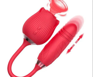 2in1 Thrusting Sucking Rose Vibrator Sex Toy For Stimulation - The Rose Toys