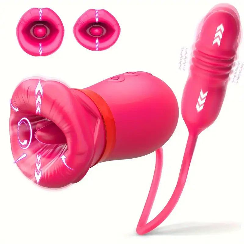 5IN1 Sucking Vibrator Rose Toy With 10 Tongue Licking Vibrating Kissing Modes - The Rose Toys