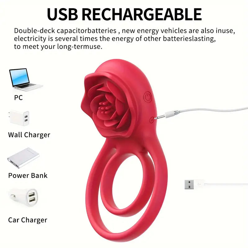 Rose Flower Lock Ejaculation Dual Cock Ring Remote Rose Vibrator The Rose Toys