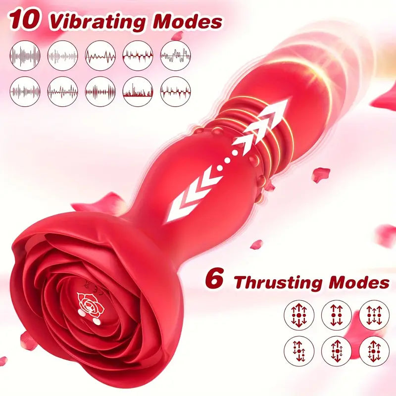 Thrusting Rose Anal Plug Vibrator Female Male Sex Toy Prostate Massager The Rose Toys