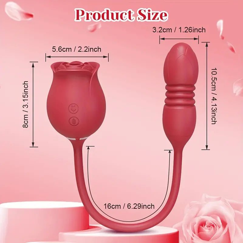 3-in-1 Rose Stimulator For Women 10 Sucking Thrusting Dildo Vibrator The Rose Toys