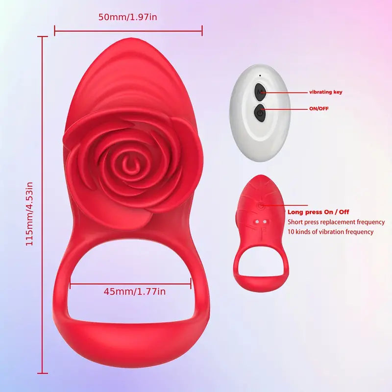 Remote Control Rose Vibrating Cock Ring Sex Toy For Couples Love The Rose Toys