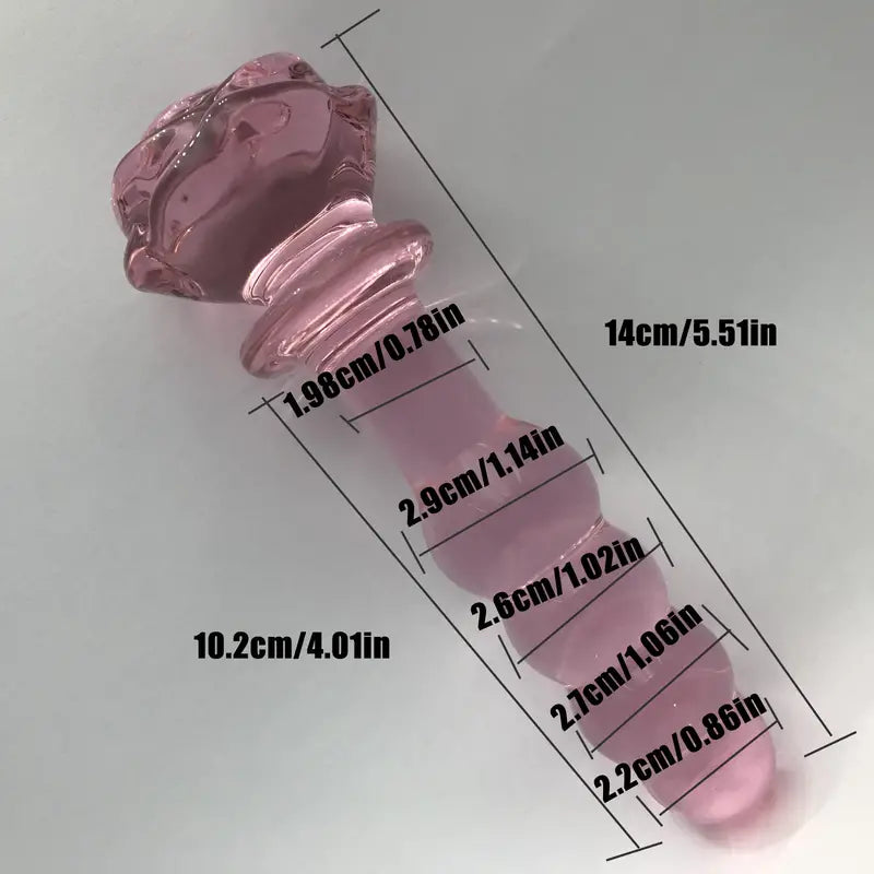 Gradual Head Crystal Glass 4-bead Anal Plug Dildo Rose Sex Toy The Rose Toys