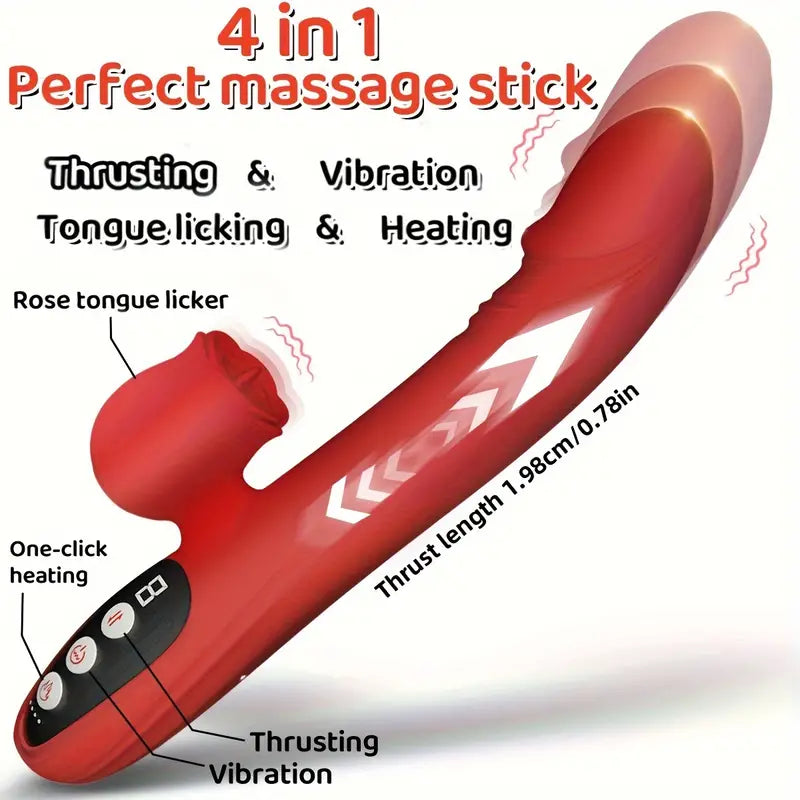 Silicone Telescopic Push Vibration Heating Tongue Licking Rose Vibrator The Rose Toys