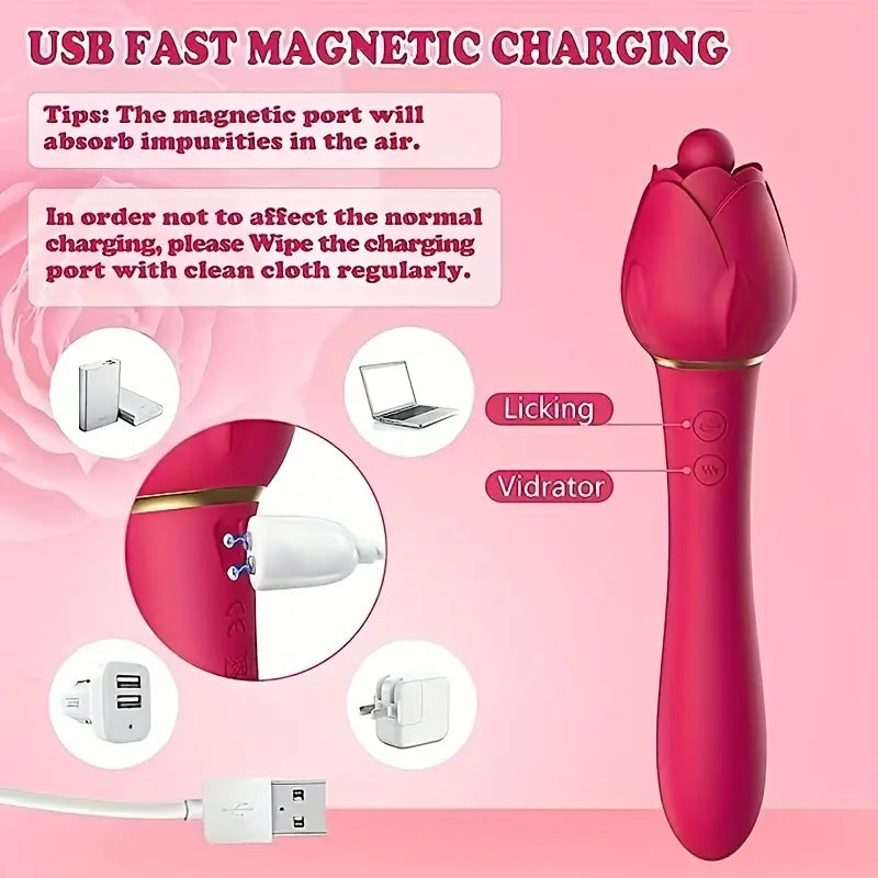 Rose Tongue Lick Vibrator Female  Love Sex Toy For Clit Stimulation The Rose Toys