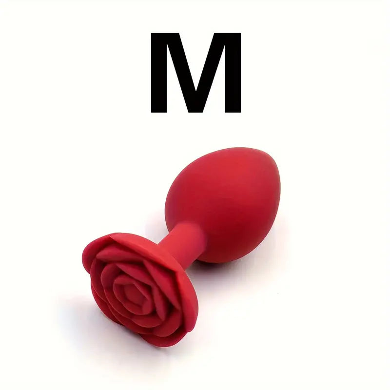 Solid Color Silicone Rose Shaped Base Silicone Anal Plug Sex Toy The Rose Toys