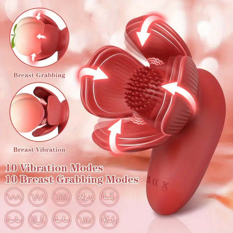 10 Modes Rose Breast Grabbing Vibrator Female Sex Toy For Orgasm The Rose Toys